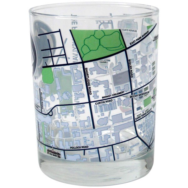 rocks glass with Penn State University campus map view 2